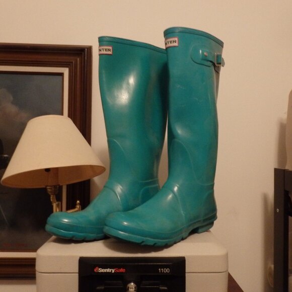 Genuine TALL Green Hunter Rain boots wellies US 10 - Picture 1 of 5